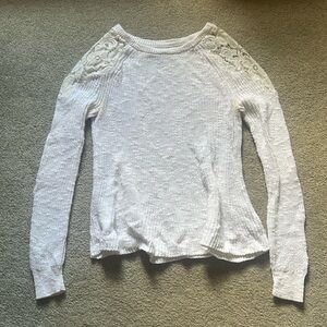 Hollister XS white sweater with lace shoulders